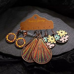 3 Pair Set Tribal Bohemian Dangle Earrings